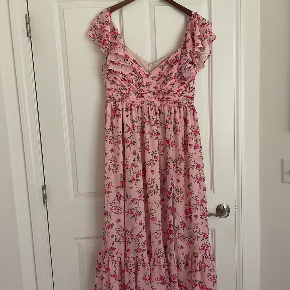 Pink Floral Bridesmaid Dress